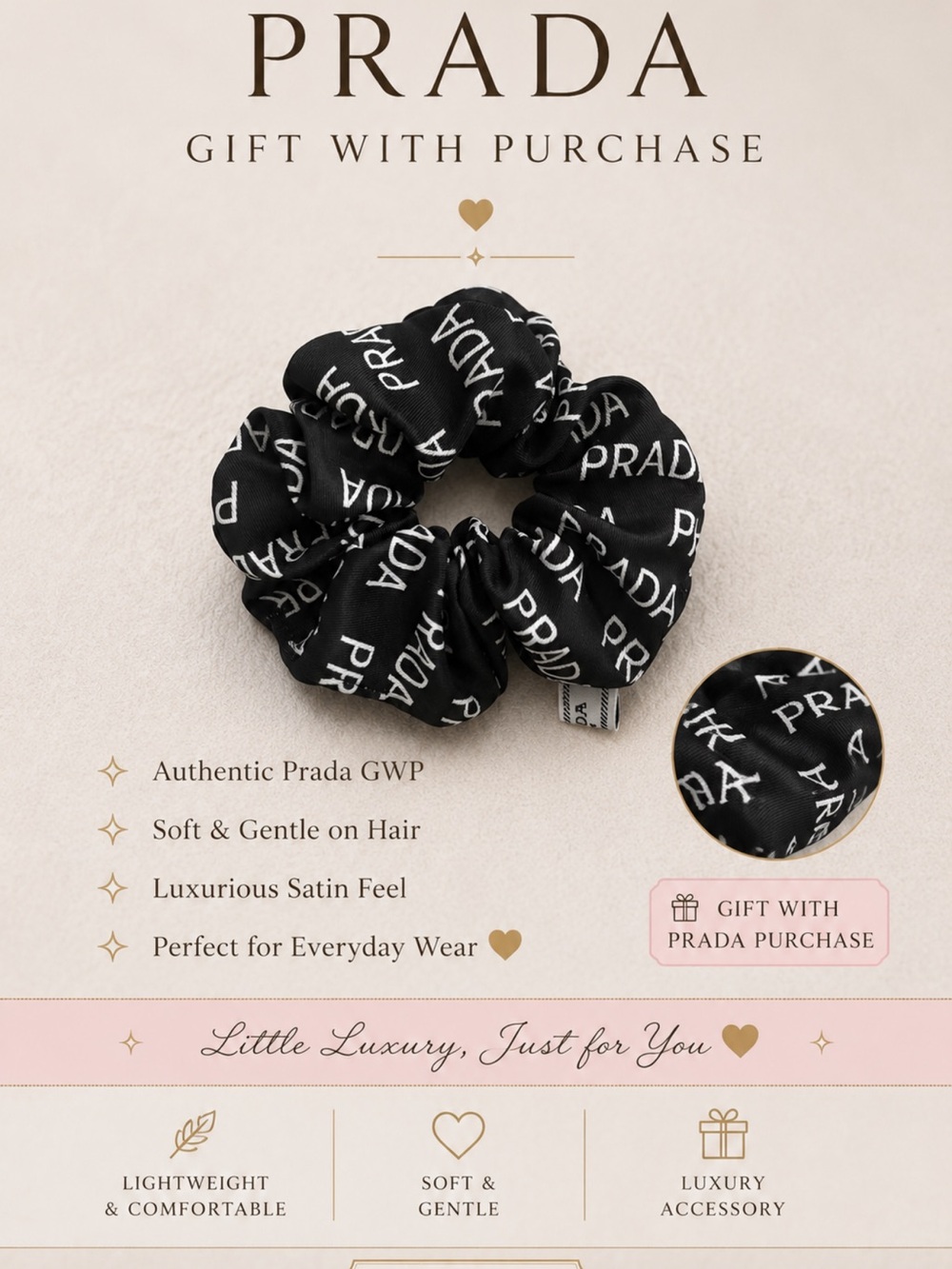 Prada Black gwp scrunchie